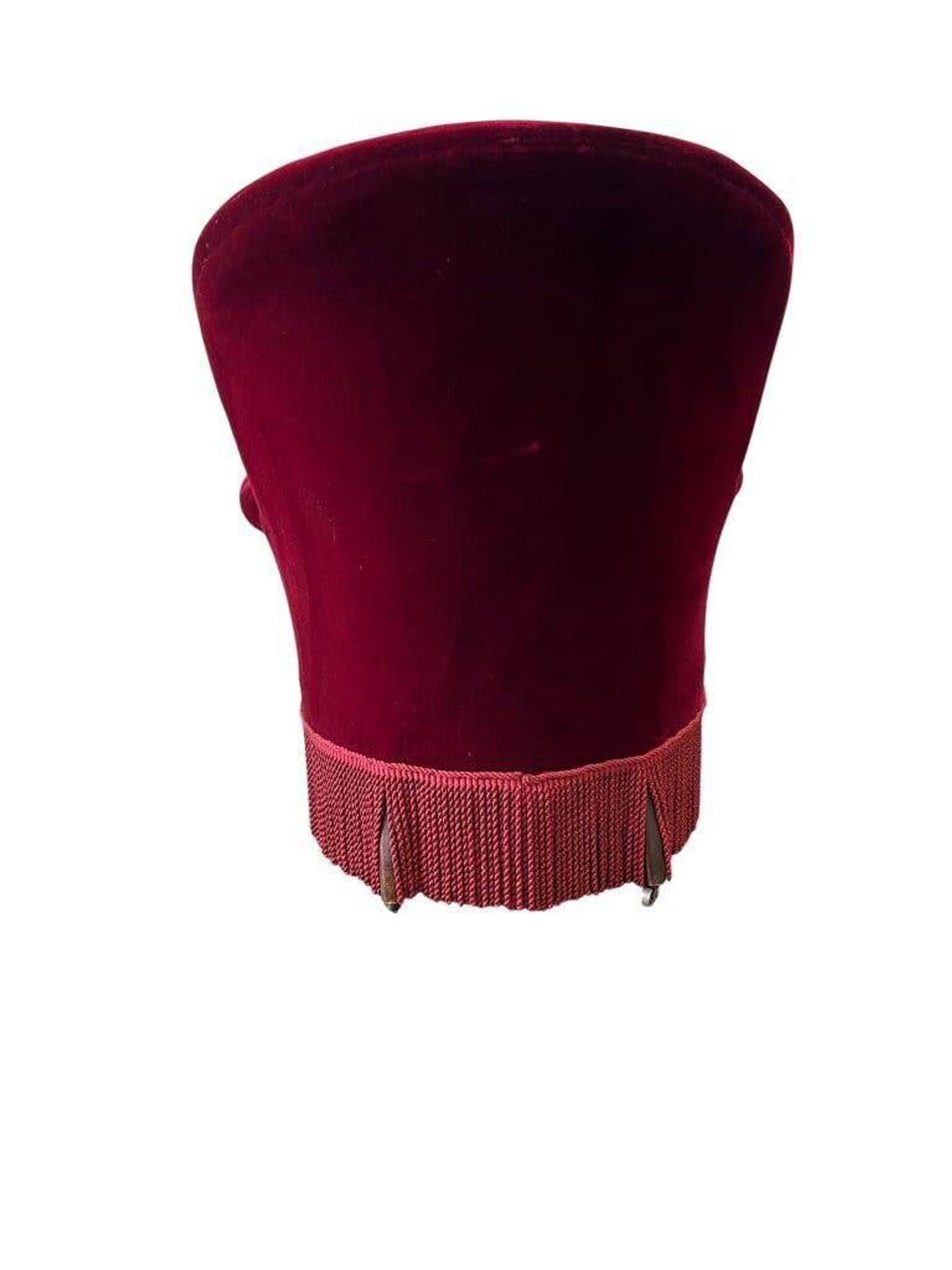 Vintage bordeaux mini armchair / children's chair with fringes