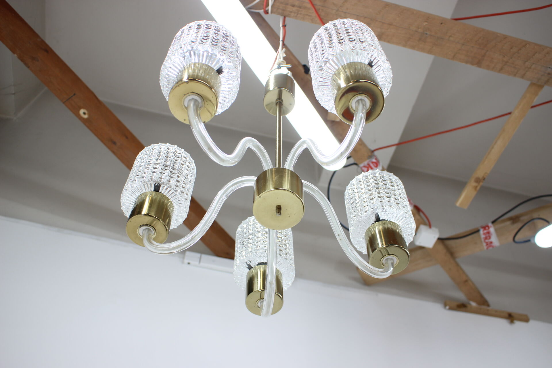 Mid-century glass chandelier,Kamenický Šenov 1970´s.