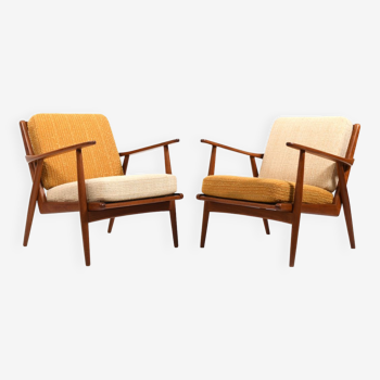 Paire de fauteuils danois « Boomerang » en teck début des années 1960