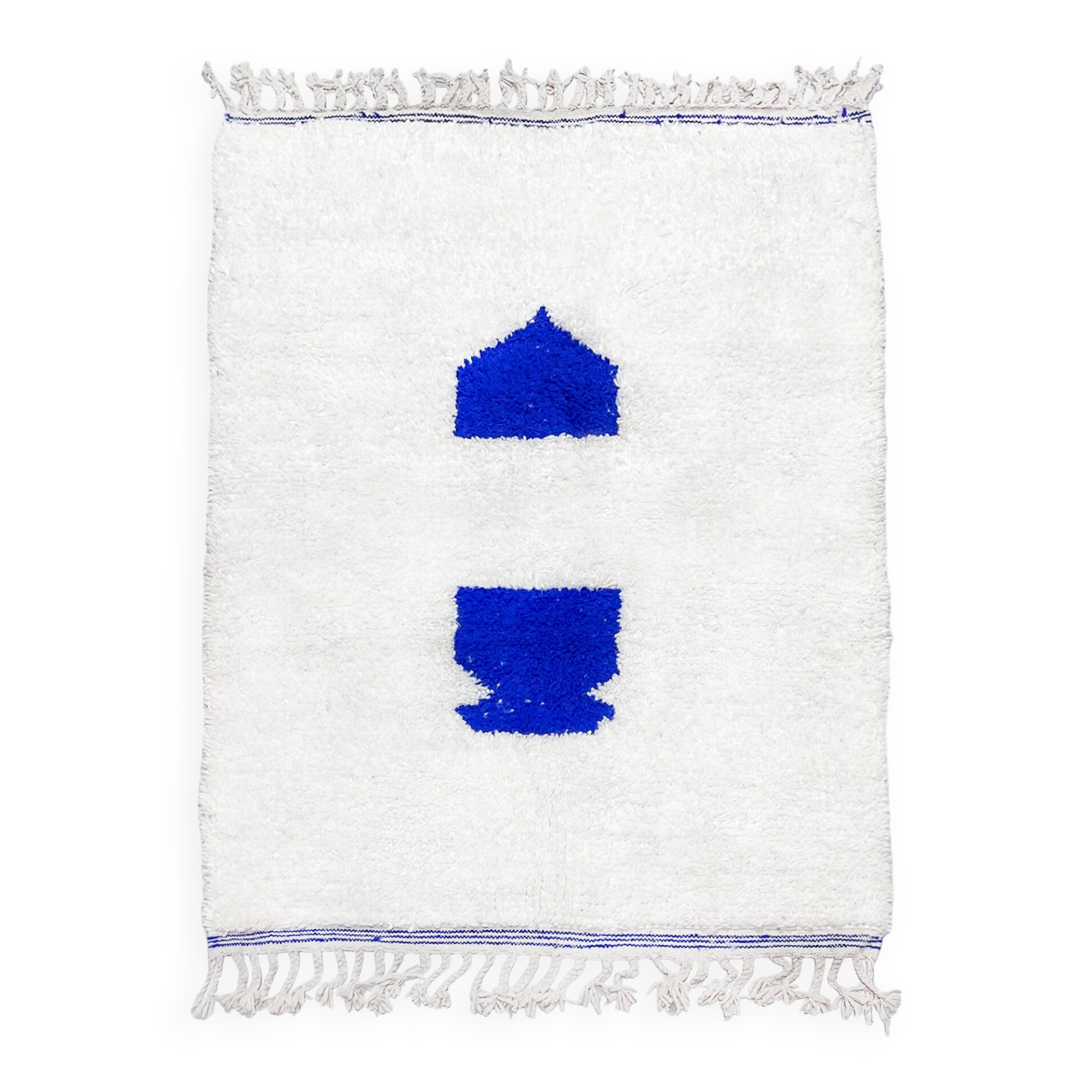 Authentic Beni Ouarain Berber rug with Majorelle blue patterns, 1.55 x 1.05 m