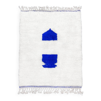 Authentic Beni Ouarain Berber rug with Majorelle blue patterns, 1.55 x 1.05 m
