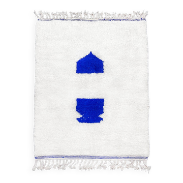 Authentic Beni Ouarain Berber rug with Majorelle blue patterns, 1.55 x 1.05 m