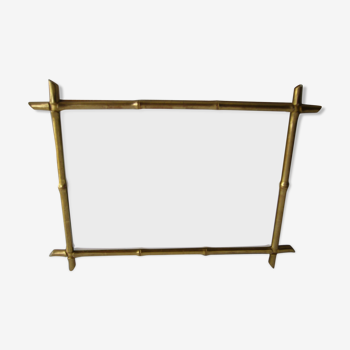 Golden bamboo-style stuccoed wood mirror 62x42cm