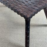 Rustic gouged wood side table
