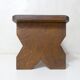 Old small bench in solid oak wood vintage step stool