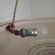 Vintage pink glass lamp with 3 cord hangers and pink ceiling 5001.