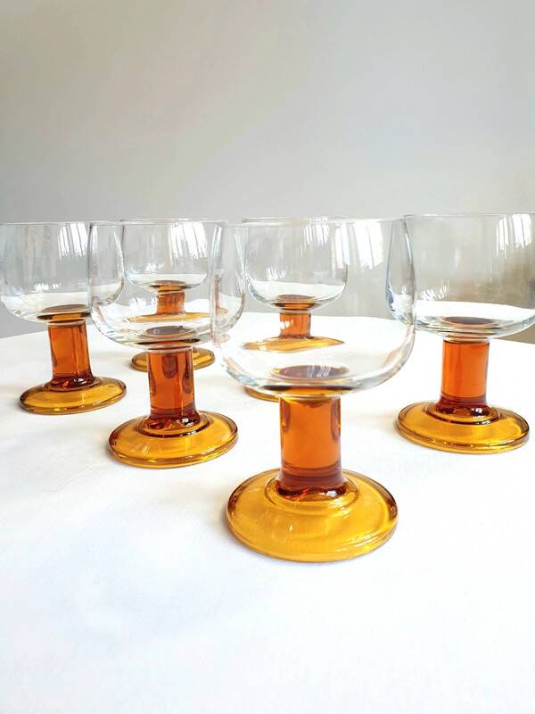 70's Amber Wine Glasses
