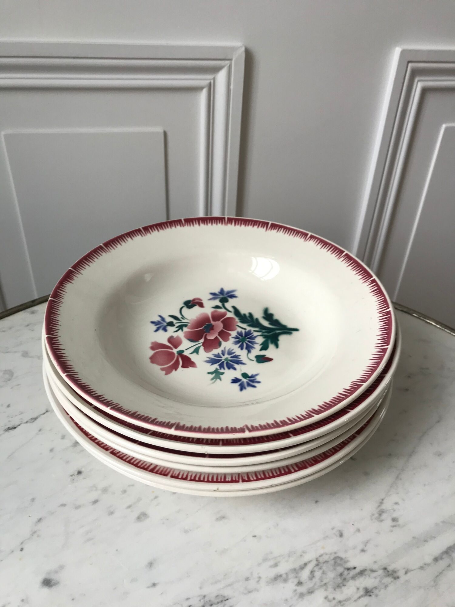 Lot of 6 hollow plates Digoin Sarreguemines model Prairial
