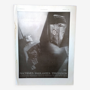 Une publicité papier revue 1930  machine parlante thomson femme robe