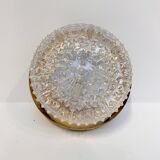 Gold colored glass ceiling or wall lamp in Hollywood style, 1970s