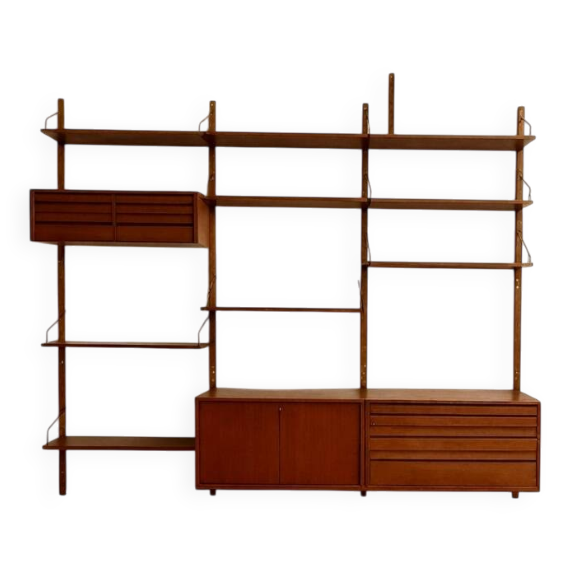 Modular wall shelf in teak – Danish design by Poul Cadovius