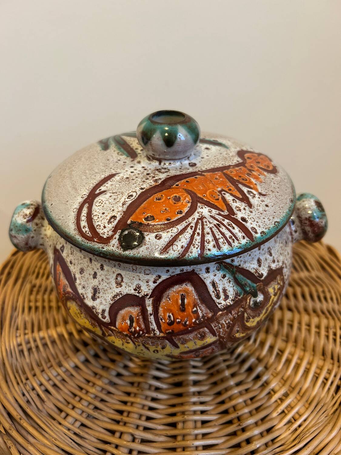 Vallauris ceramic fish-decorated tureen