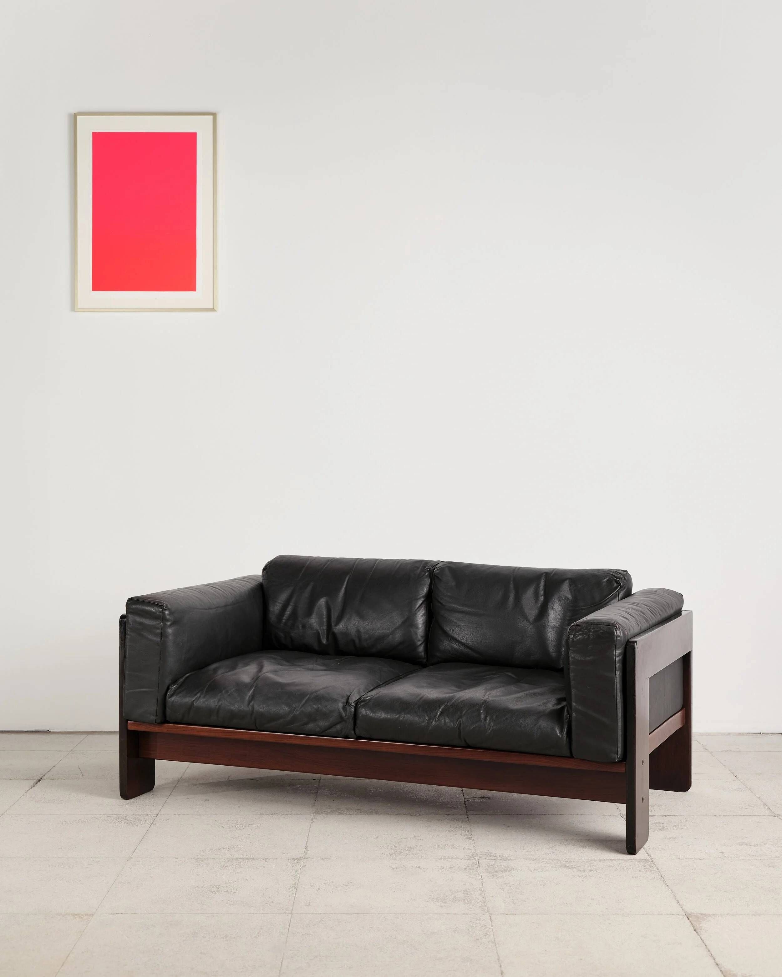 Bastiano two-seater sofa in leather by Tobia Scarpa, Italy, 1960s.