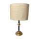 Brass and black metal lamp with woven lampshade woven 50s