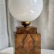 Art Deco lamp made of wood and opaline.