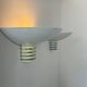 Pair of post-modernist wall lights, white metal and glass, France 1980