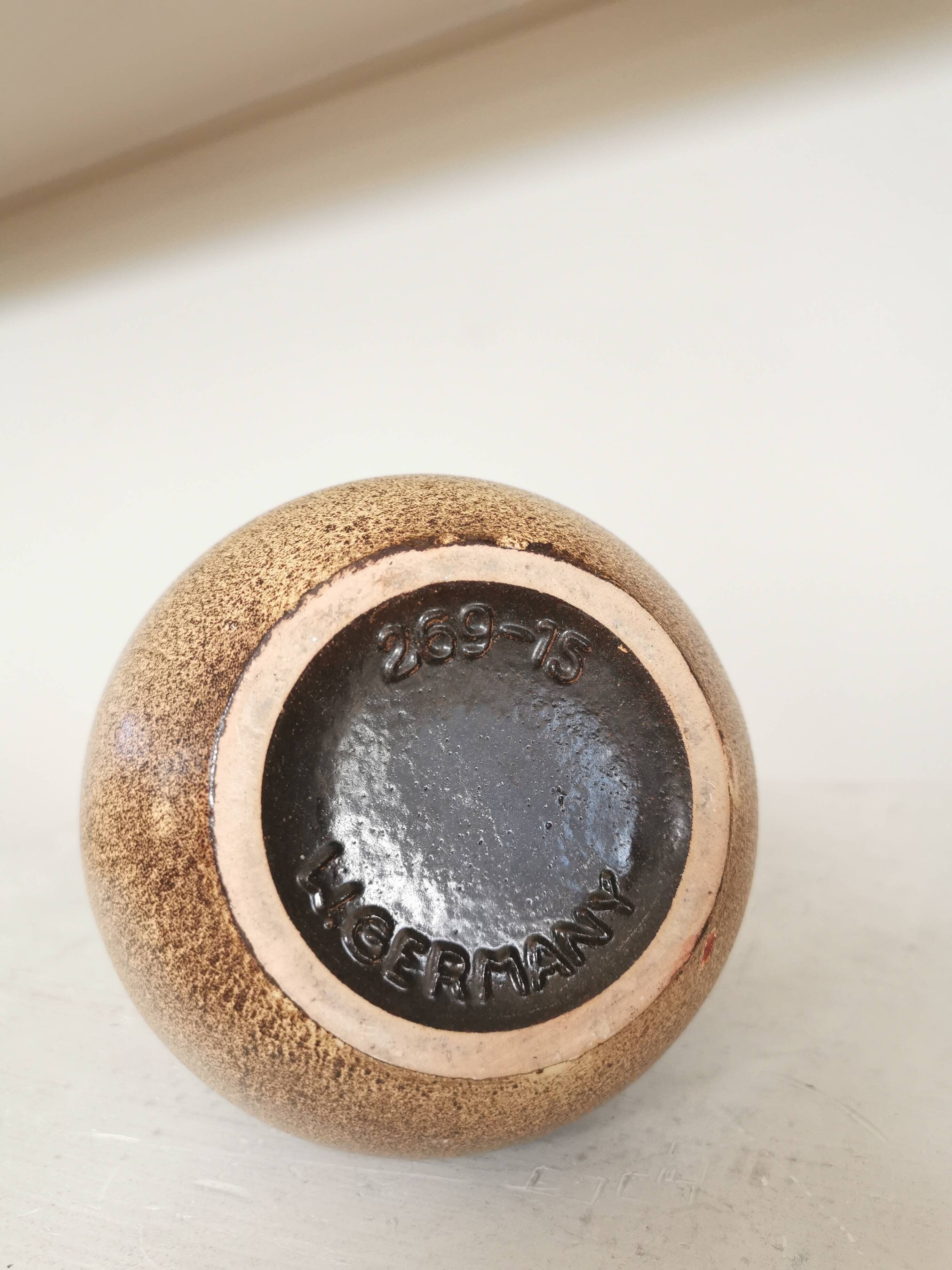 Vintage Fat Lava Vase: West German Brown Glazed Ceramic, Retro Boho Decor