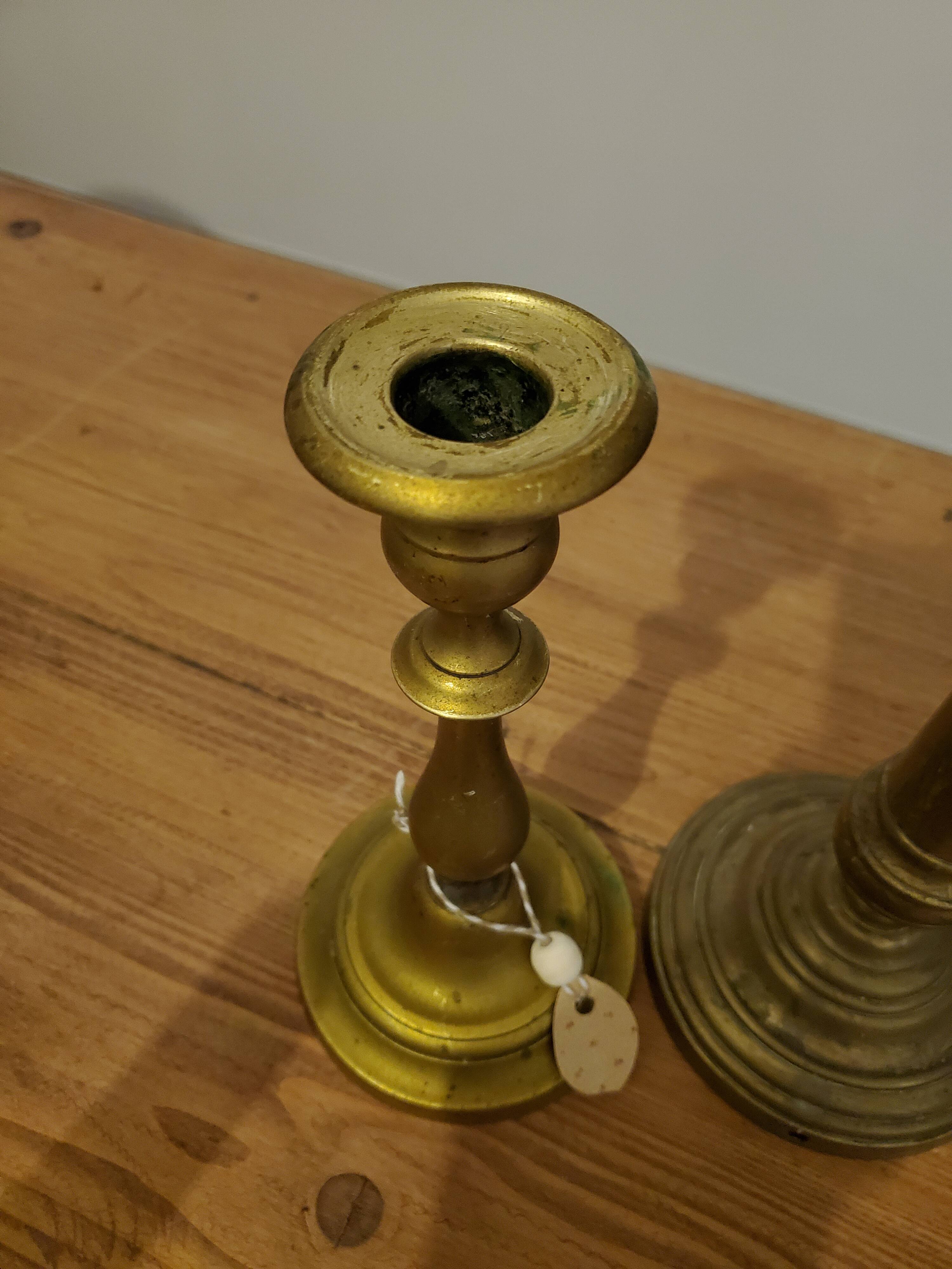 Set of brass type candle holders