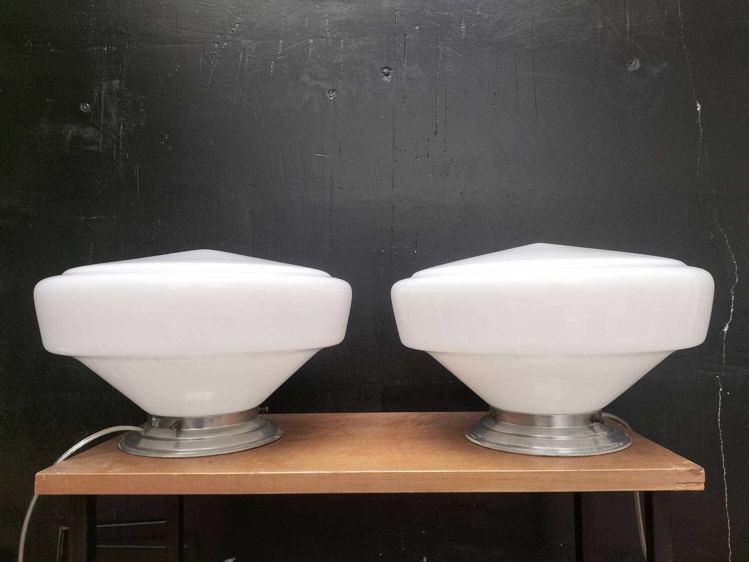 Pair of opaline lamps