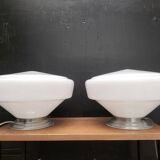Paire de lampes opaline