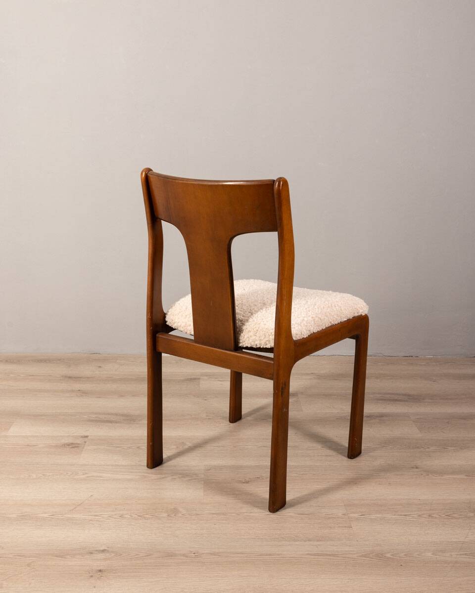 Set of 4 vintage chairs 70s white fabric Italian design