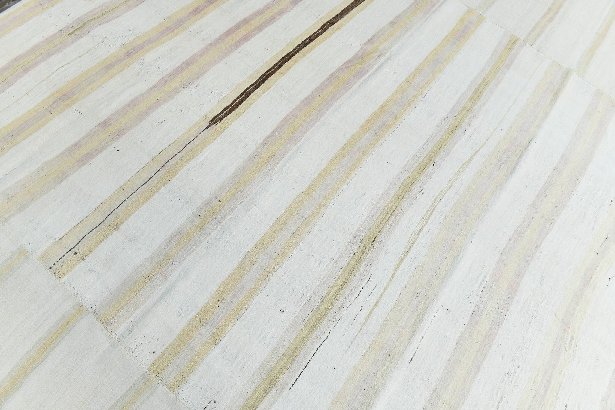 9x12 White & Cream Modern Striped Kilim Rug, 268c358Cm