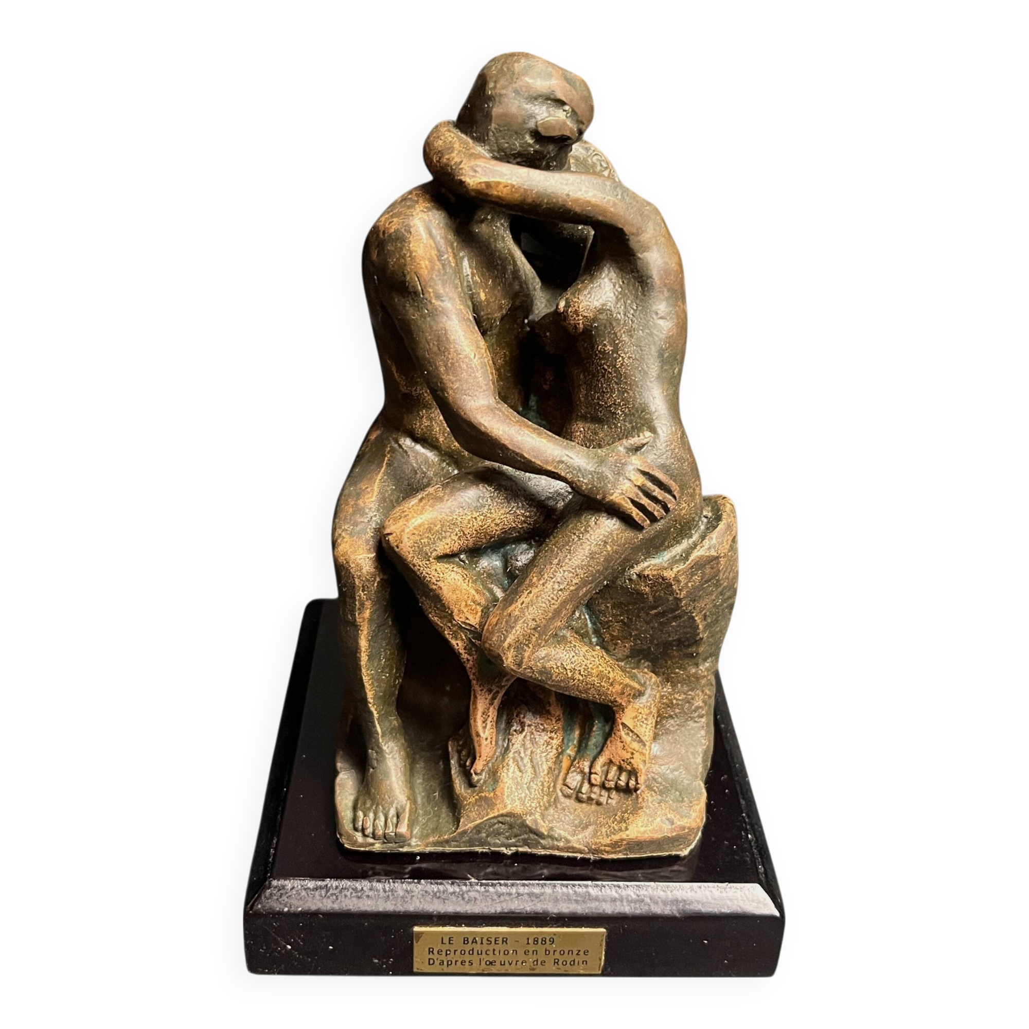 Rodin (d’après), reproduction en bronze Le Baiser XXème