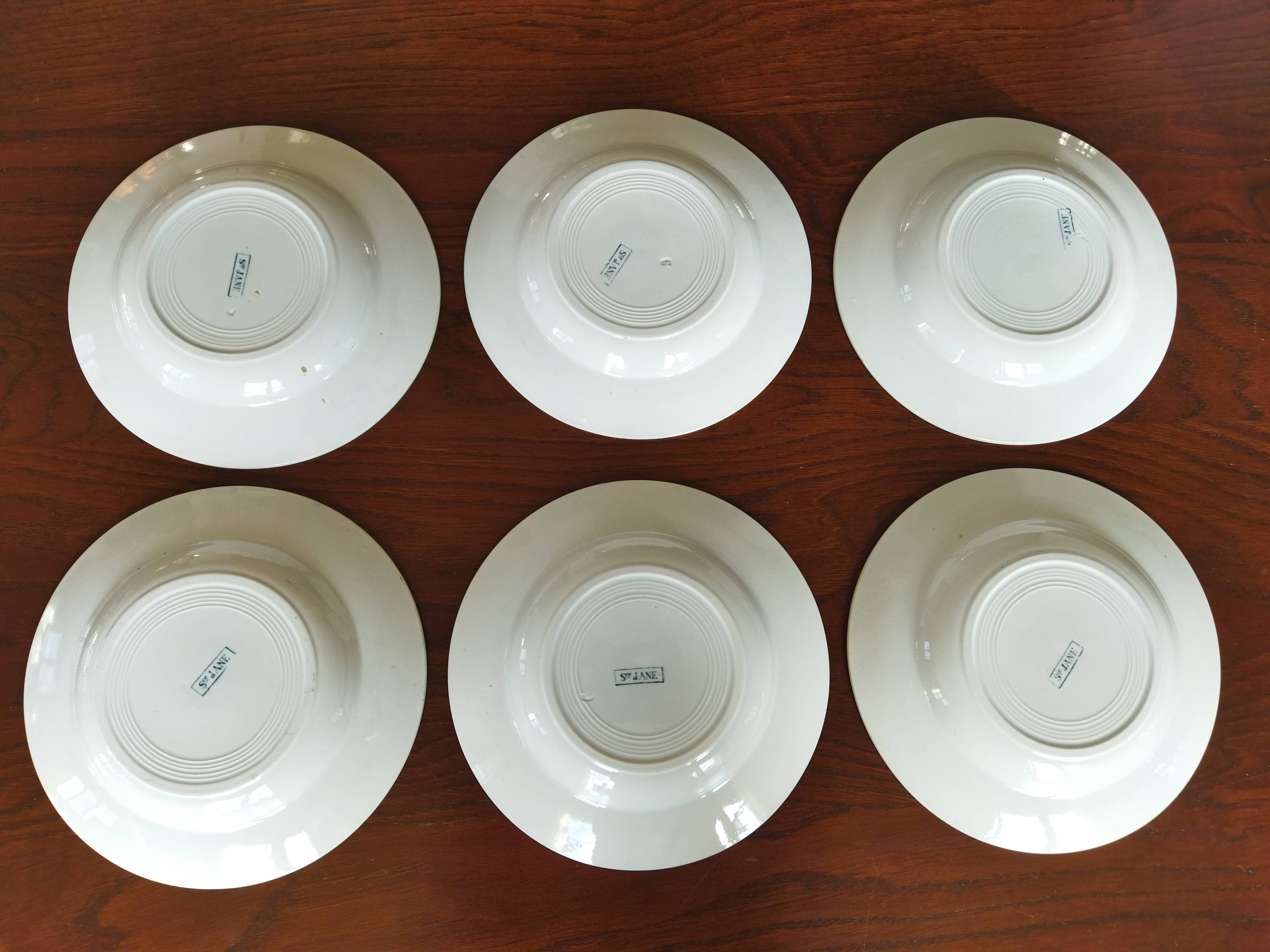 6 St Amand "Jane" iron clay soup plates