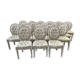 Louis xvi medallion style chairs patinated wood & beige updaped fabric
