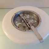 Half moon ceiling lamp in vintage white opaline 60/70s