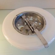 Half moon ceiling lamp in vintage white opaline 60/70s