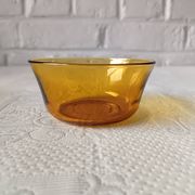 6 amber glass dessert bowls Vereco vintage France