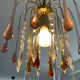 Vintage brass chandelier with glass drop pendants
