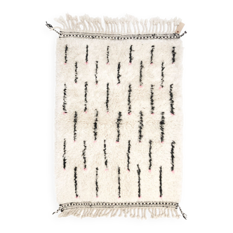 Berber carpet beni ouarain ecru graphic patterns 148x106cm