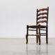 Rustic Oak Ladder-Back Chair with Rush Seat and Cabriole Front Legs, France