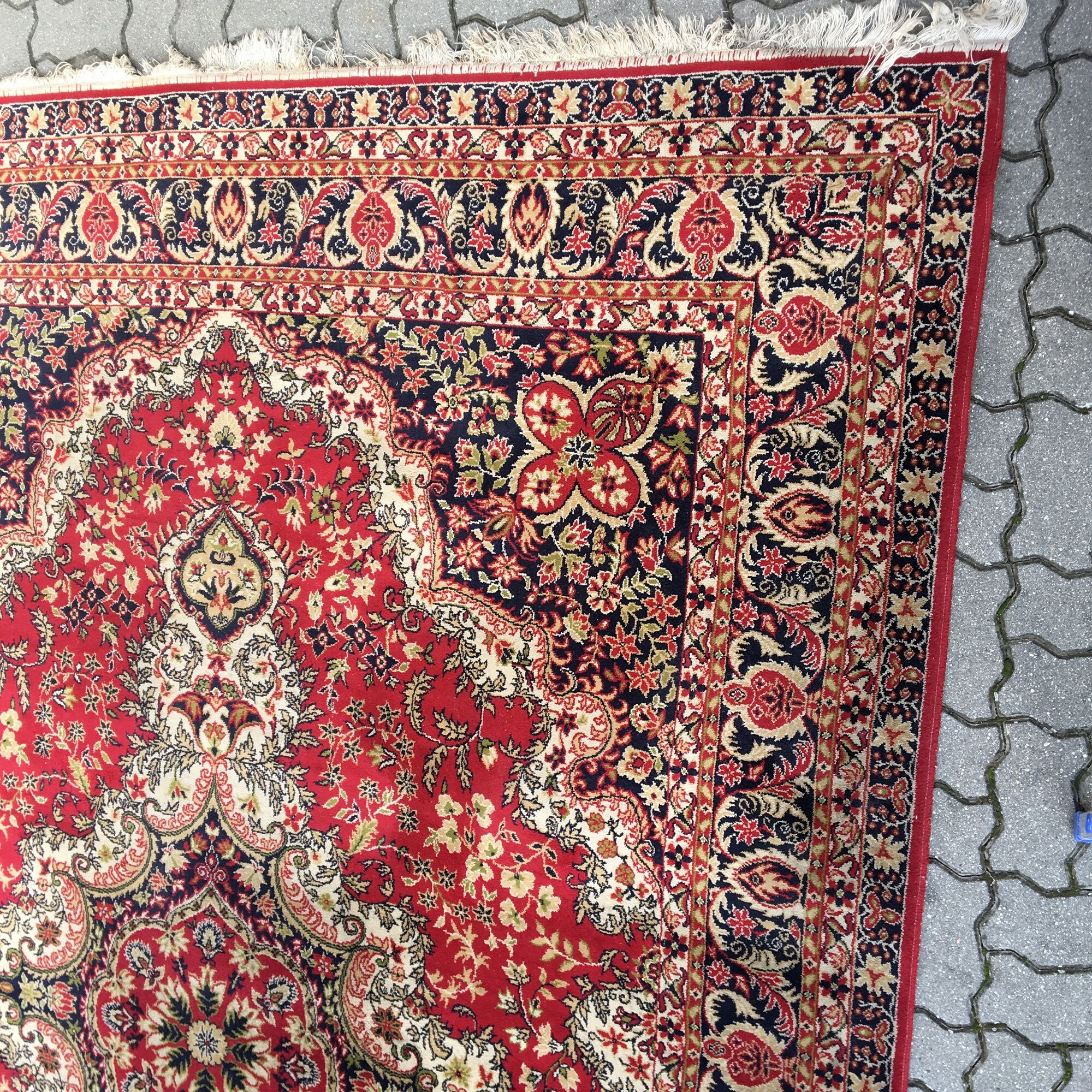 Vintage rug carpet 70s mid century Czechoslovakia red 253cm x 350cm