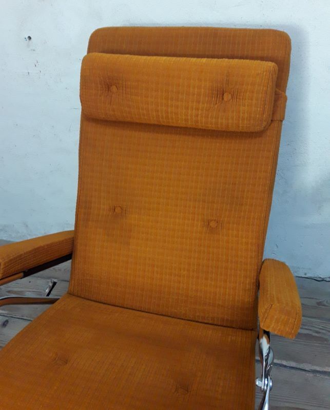 Deckchair Lama chrome vintage fabric