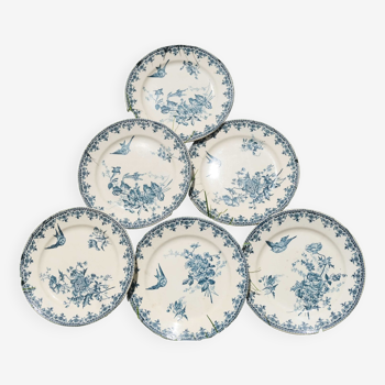 Lot de 6 assiettes terre de fer bleu