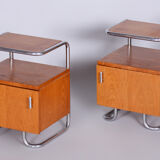 Tables de chevet en chêne Bauhaus, Mucke-Melder, Tchéquie, années 1930