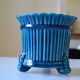 Cracked blue ceramic cache pot