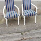 Pair of vintage armchairs blue fabric