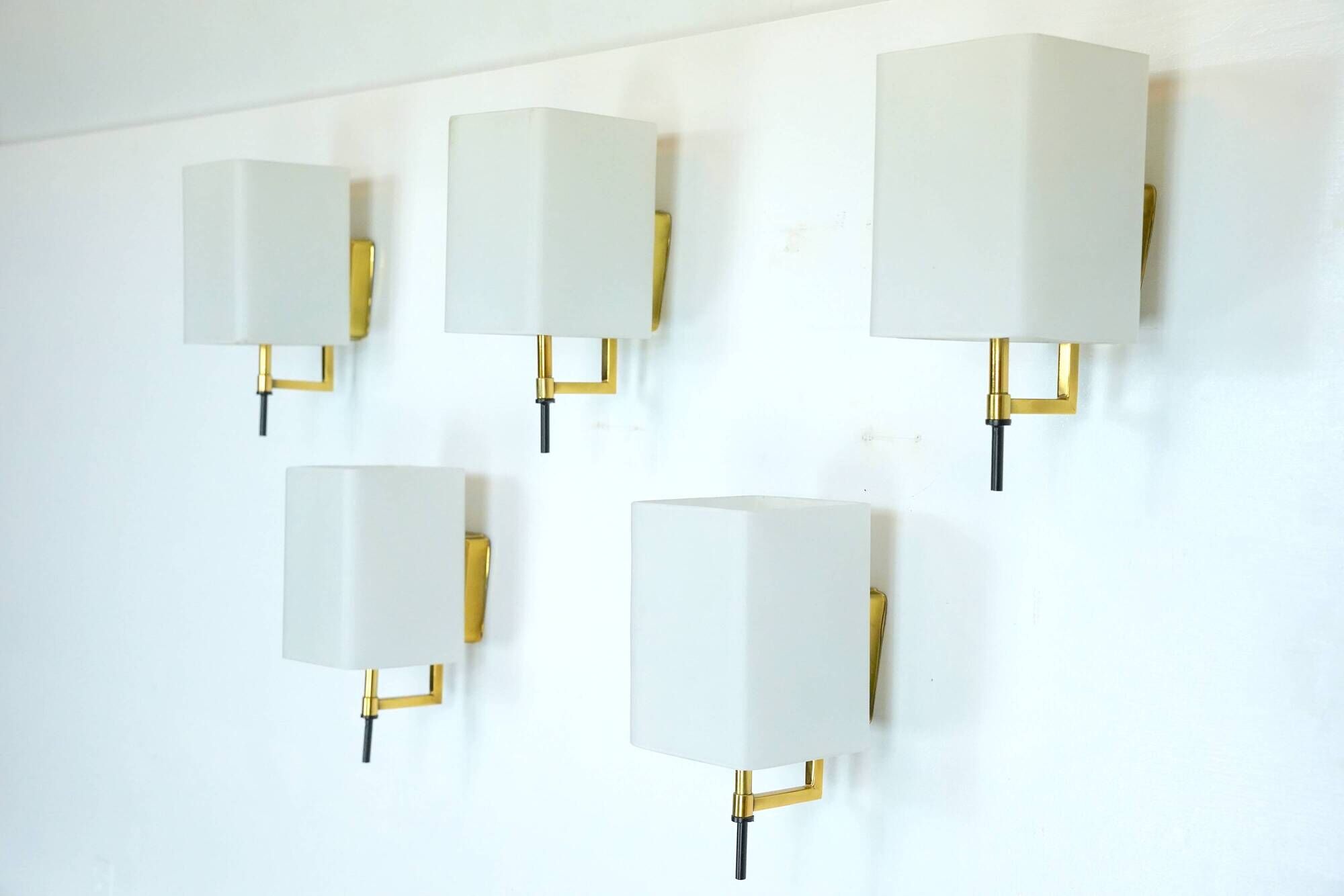 Set of five Mid-century sconces in Stilnovo manner. Italy 1950s