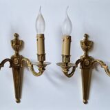 Pair of classic electrified brass wall lights