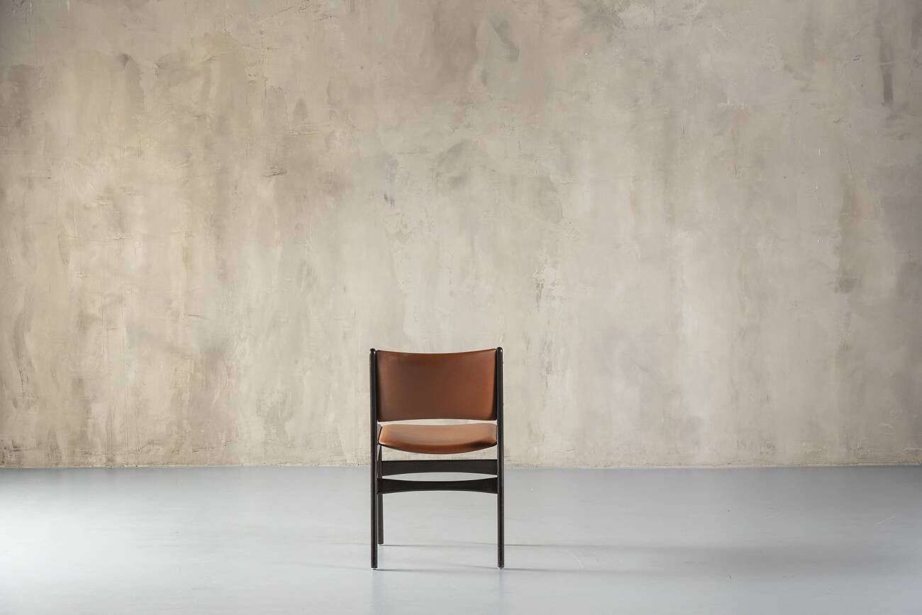 Model 89 Teak And Leather Chairs Erik Buch For Pol Dinesen, Denmark, 1960's set of 4