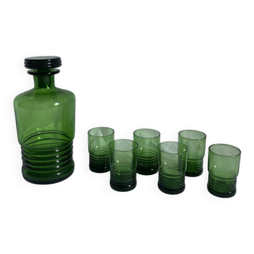 Vintage Emerald Green Glass Liqueur / Drink Service Rings