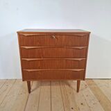 Small mid-century modern chest of drawers with four drawers – Scandinavian design in teak, 1960s