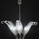 Extraordinary Large Transparent Murano Glass Leaves Chandelier by Franco Lu