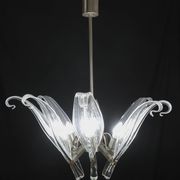 Extraordinary Large Transparent Murano Glass Leaves Chandelier by Franco Lu