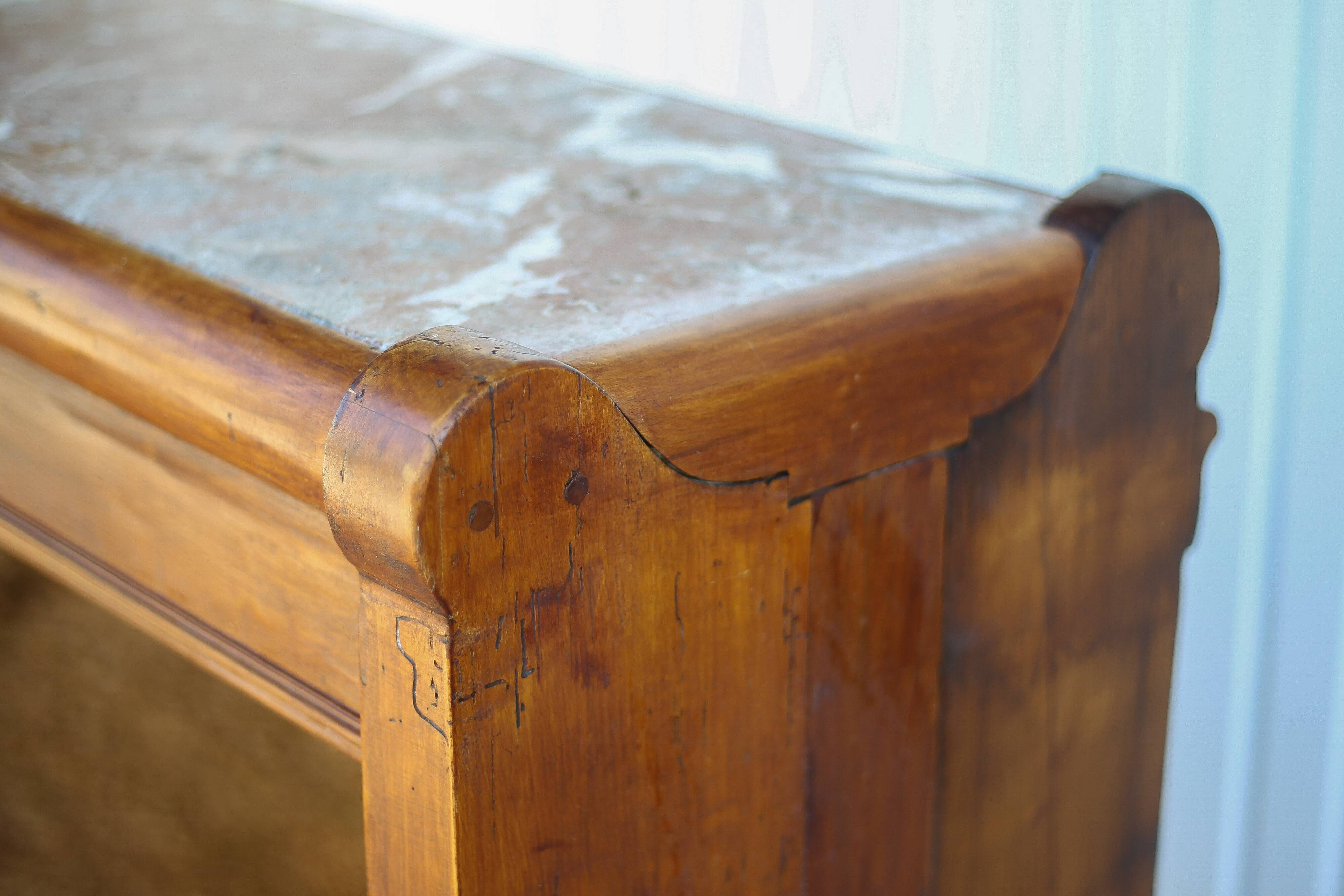 Handcrafted wooden bar, mirror bar and marble slab, wooden furniture