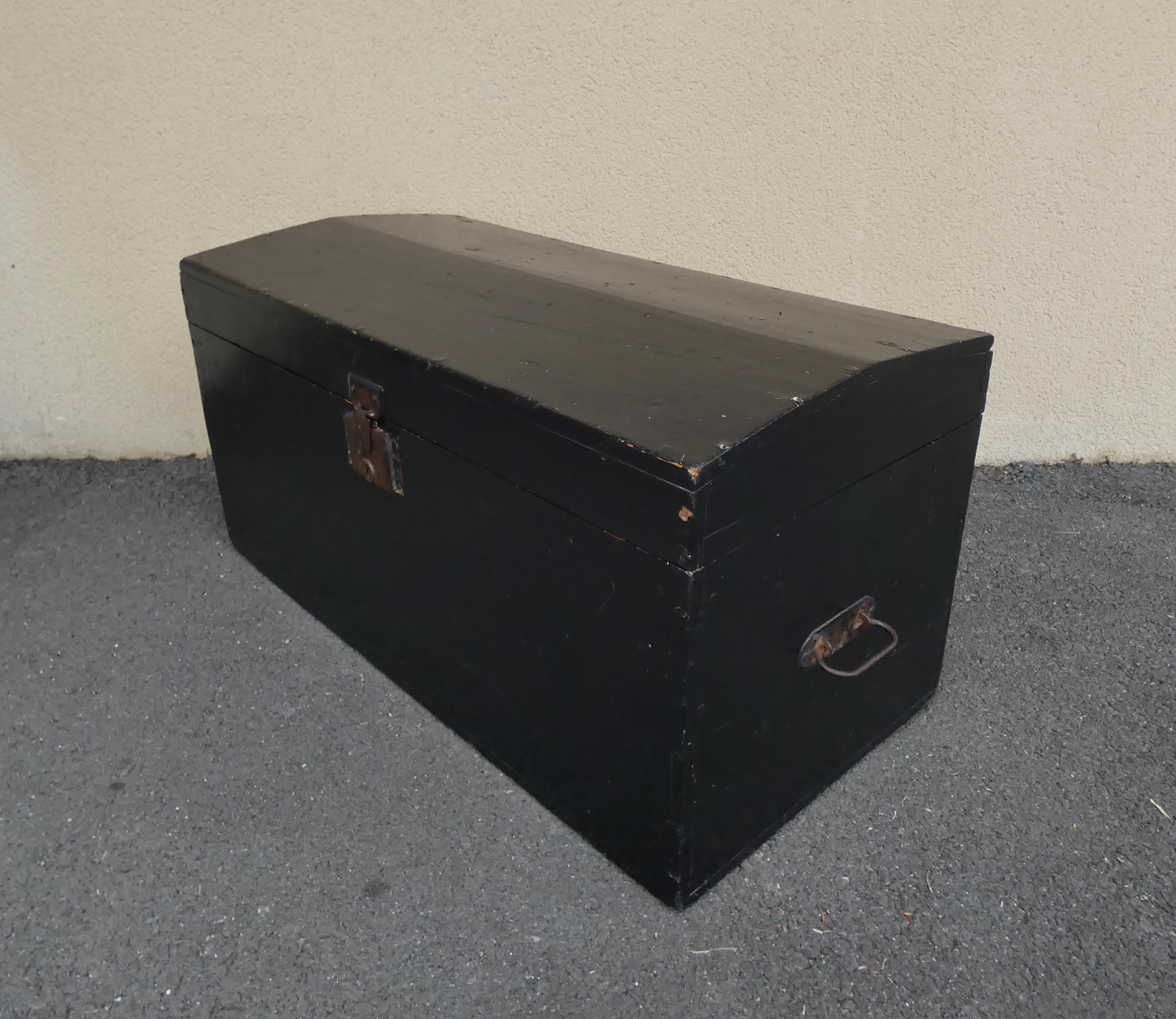 Old blackened wooden chest 19th